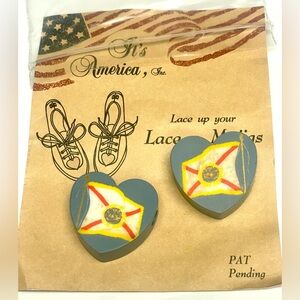 Vintage Handmade Wood State of Florida Flag Lace-A-Majigs for Shoe Laces - New